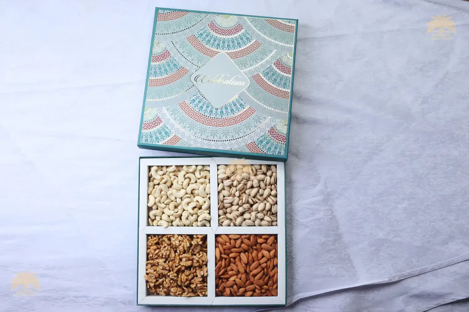 Ajfan Celestial Festive Treasures – Premium Diwali Gift Hamper | Cashew, Pista, Walnut & Almond (250g Each)