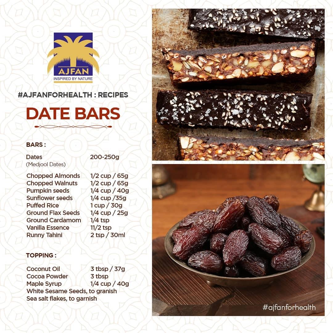 AJFAN FOR HEALTH: RECIPE - HEALTHY DATE BARS - Ajfan Store