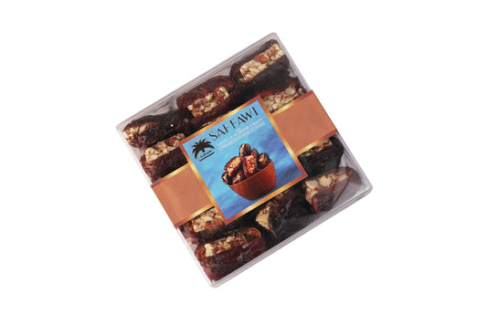 saffawi-dates-with-vanilla-almonds-crisp Natural Saffawi Dates with Vanilla Almonds Crisp | Saudi Arabian Dates - Ajfan Store