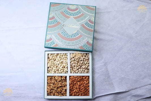 customised-corporate-gift-box Ajfan Celestial Festive Treasures – Premium Diwali Gift Hamper | Cashew, Pista, Walnut & Almond (250g Each)