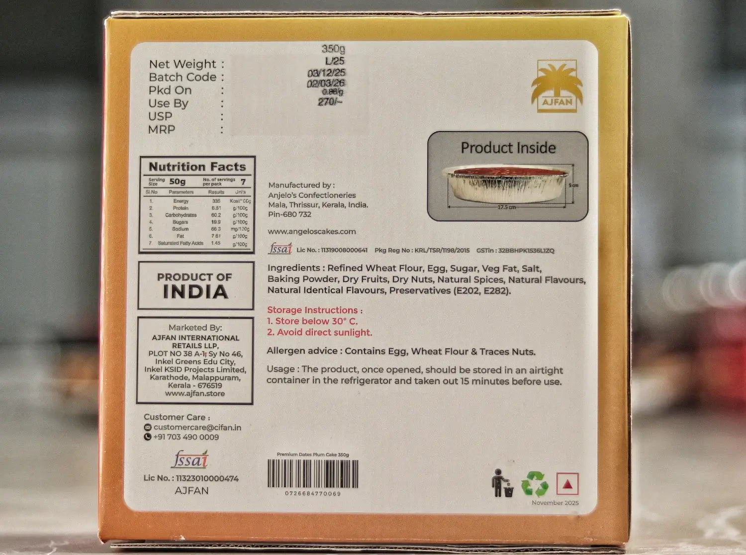 Ajfan Premium Plum Cake 350 GM