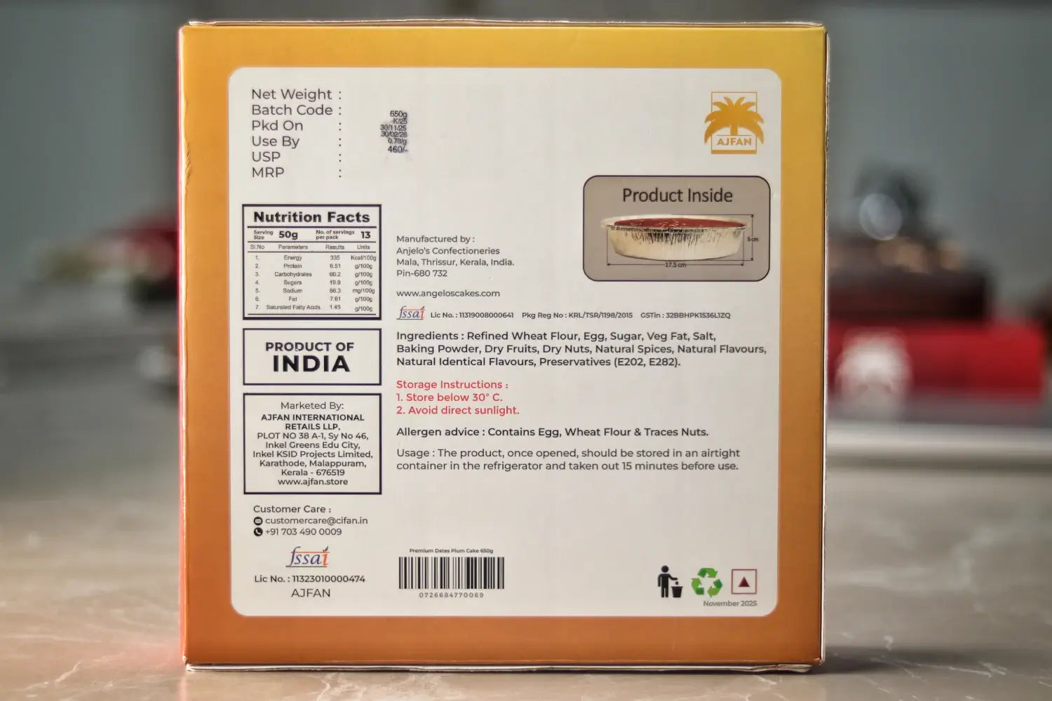 Ajfan Premium Plum Cake - 650 GM