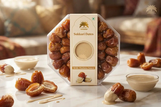 Sukkari Dates with Tahina Sauce | Premium Saudi Dates & Creamy Tahini Dip
