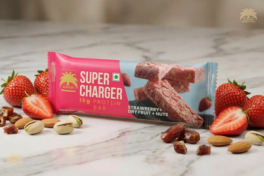 Ajfan Super Charger Protein Bar – 15g Protein | Strawberry, Dry Fruits & Nuts Energy Bar (60g)
