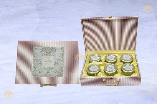 ajfan-white-brown-striped-gift-box-600g-total Ajfan White & Brown Striped Gift Box – (6 x 100g | Total 600g)